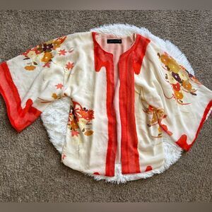 Zara Open Front Kimono Cardigan Wide Sleeve Lined Womens Size 4